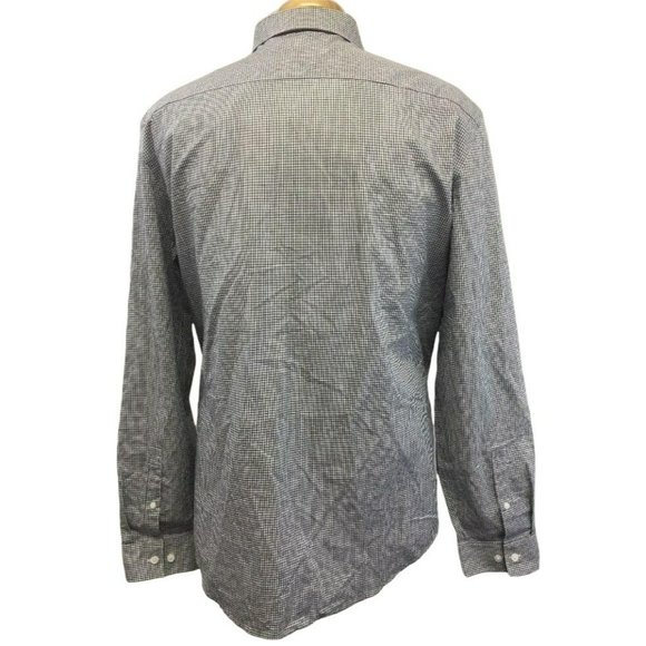 CALVIN KLEIN Mens Casual Oxford Button Shirt XL Cool Tech Grey Checker Non-Iron - Picture 5 of 10